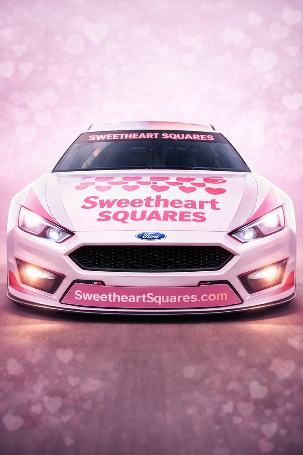Pink Sweetheart Squares NASCAR car with hearts